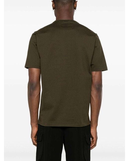 C P Company Green Logo-Print Cotton T-Shirt for men
