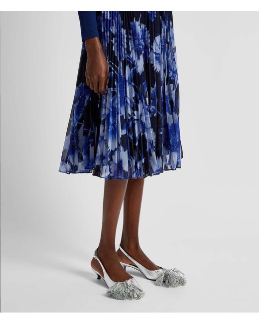 Erdem Blue Pleated Midi Skirt