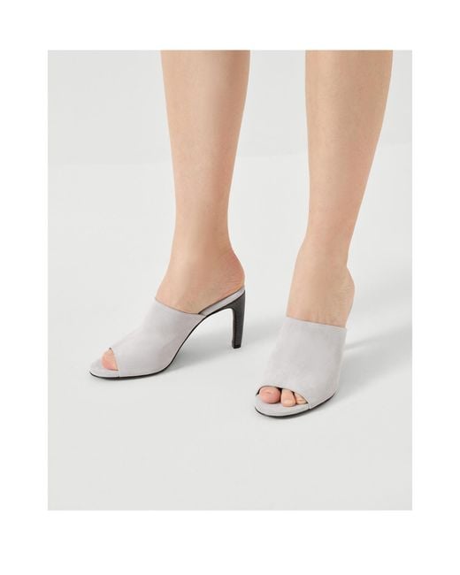 Brunello Cucinelli White Open-Toe Heels Mules
