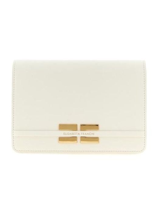 Elisabetta Franchi Natural Logo Stamp Foldover Top Shoulder Bag