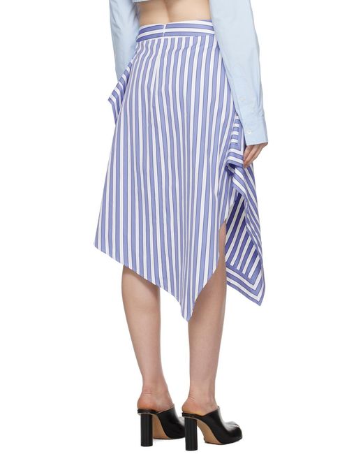 J.W. Anderson Blue Jw Anderson Striped Asymmetric Mid-Rise Skirt