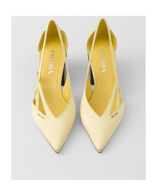 Prada Yellow Cut-Out Detailed Pointed Toe Pumps