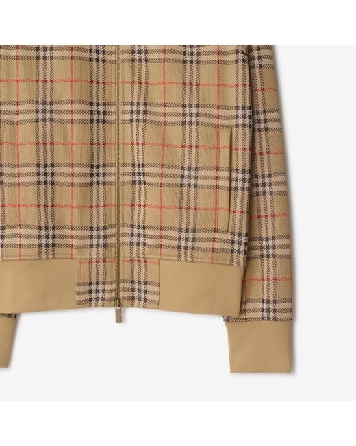 Burberry Brown Check Printed Zipped Bomber Jacket for men