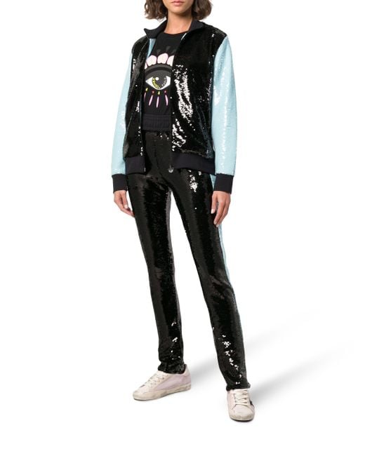 Chiara Ferragni Black Sequinned Skinny Trousers
