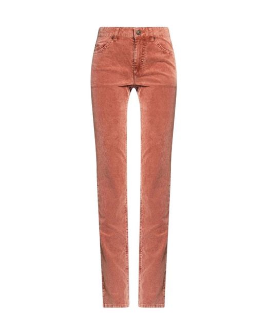 Isabel Marant Red Straight Corduroy Trousers