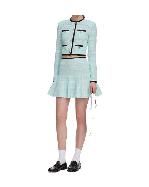 Self-Portrait Green Pointelle Mini Skirt