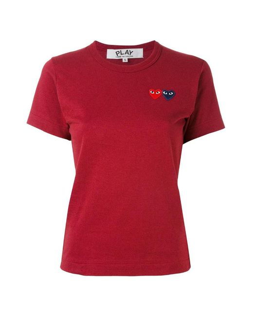 COMME DES GARÇONS PLAY Red Comme Des Garçons Play Double Heart Crewneck T-Shirt