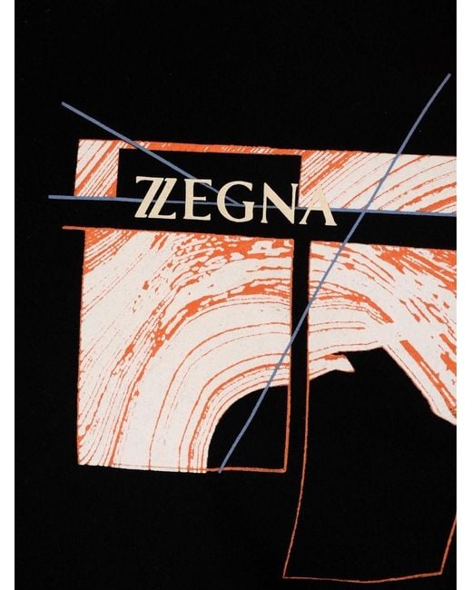 Zegna Black Graphic-Print Short-Sleeve T-Shirt for men