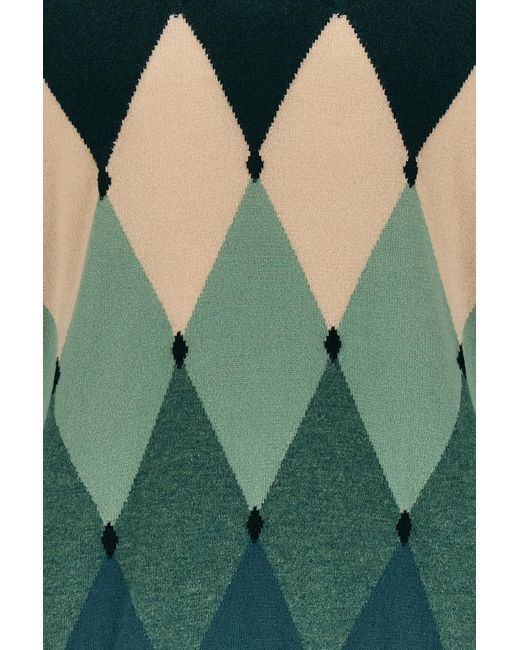 Ballantyne Green Diamond Pattern V-Neck Jumper for men