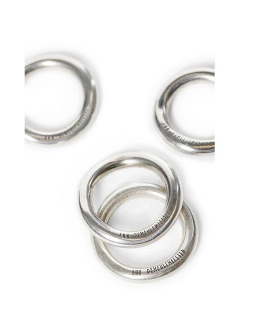 Ann Demeulemeester White Herta 4 Piece Ring Set for men