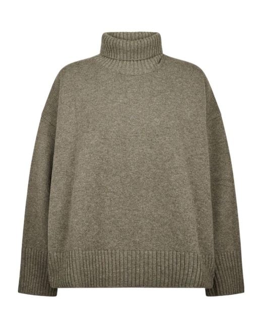Soeur Green High-Neck Knit Sweater