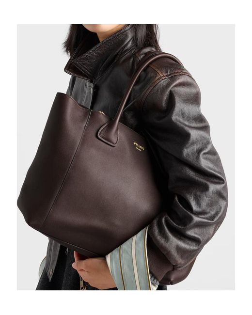 Prada Brown Large Leather Tote Bag