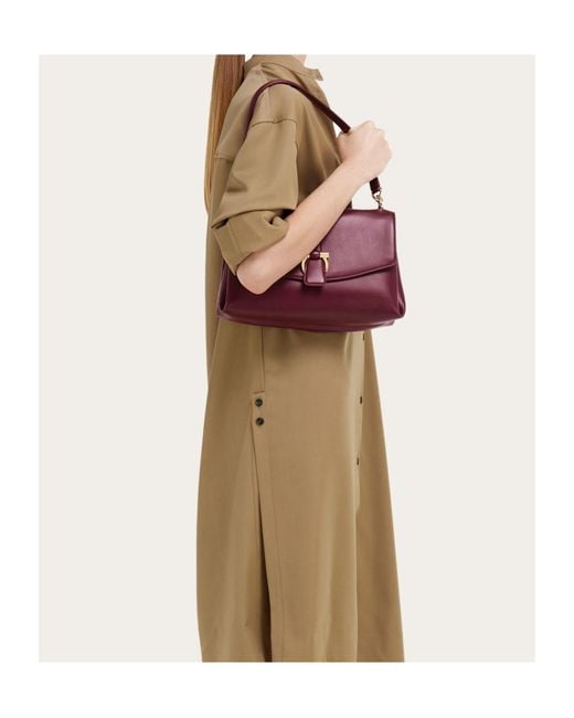 Ferragamo Purple Front Flap Shoulder Bag