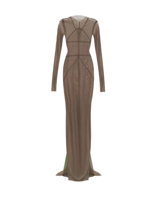 Rick Owens Brown Temple Long Sleeve Maxi Dress