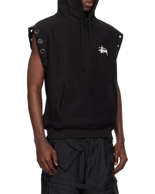 Junya Watanabe Black X Stussy Logo-Print Sleeveless Hoodie for men