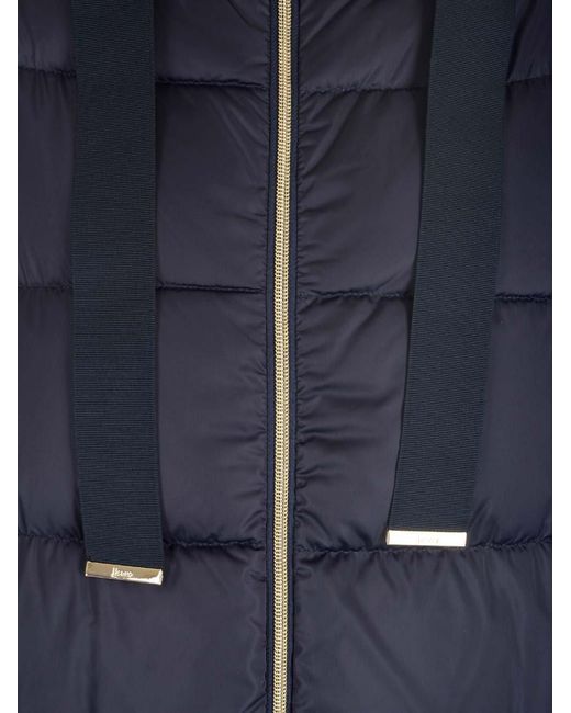 Herno Blue Zip-Up Drawstring Hooded Jacket