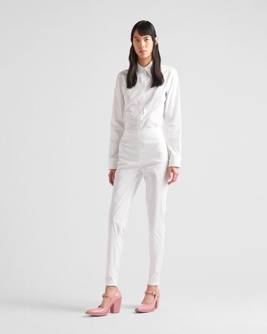 Prada White Logo Detailed High-Waist Pants