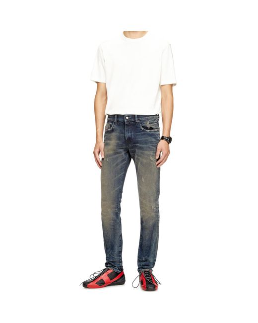 DIESEL Blue Faded Distressed Jeans for men
