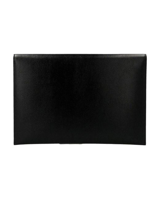 McQueen Black Studded Leather Envelope Clutch