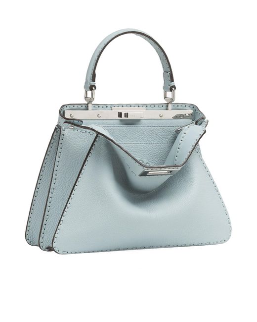 Fendi Blue Peekaboo Medium Top Handle Bag