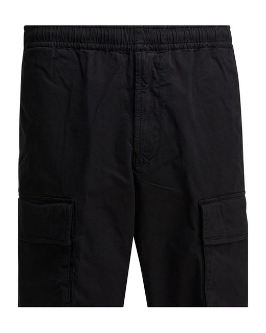 Stone Island Black Logo Patch Loose Cargo Pants for men