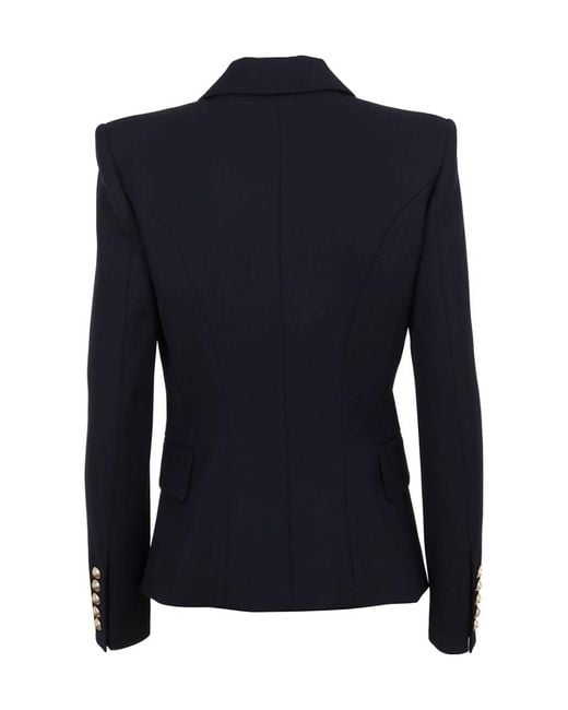 Balmain Blue Notched Lapel 6 Button Double-Breasted Blazer