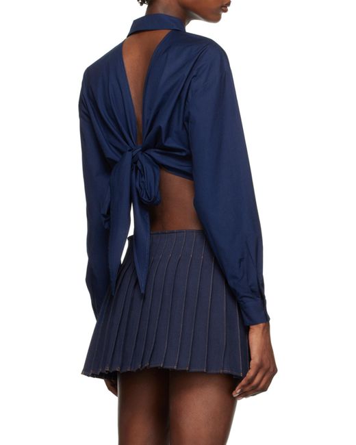 AMI Blue Long-Sleeved Short-Style Shirt
