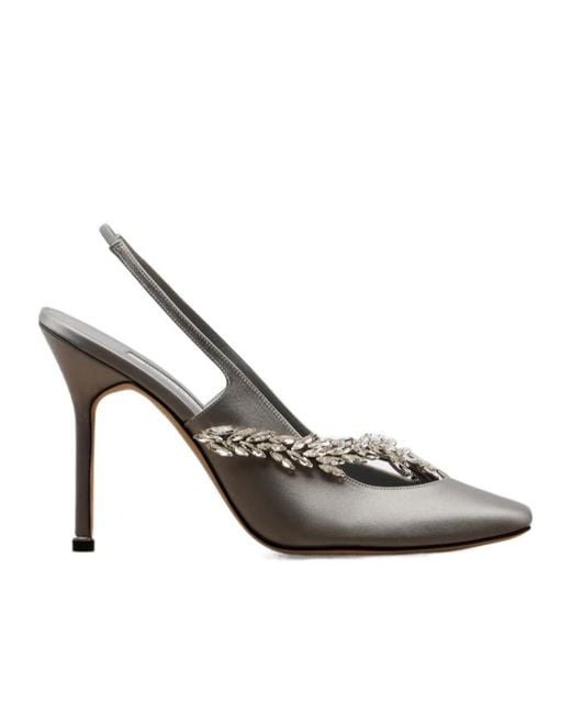 Balenciaga White X Manolo Blahnik Satin Slingback Pumps