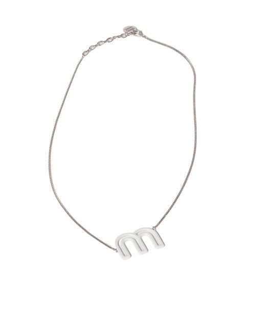 Miu Miu White Metal Necklace