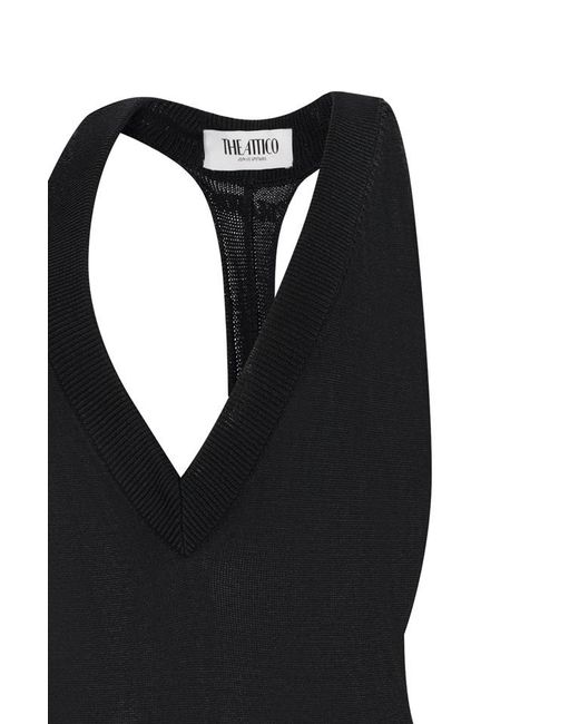 The Attico Black The Plunging V-Neck Long Dress