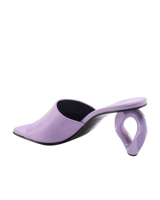 J.W. Anderson Purple Logo Square-Toed High-Heeled Sandals