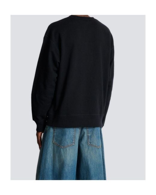 Balmain Blue Cotton Sweatshirt With Pb Embroidery for men