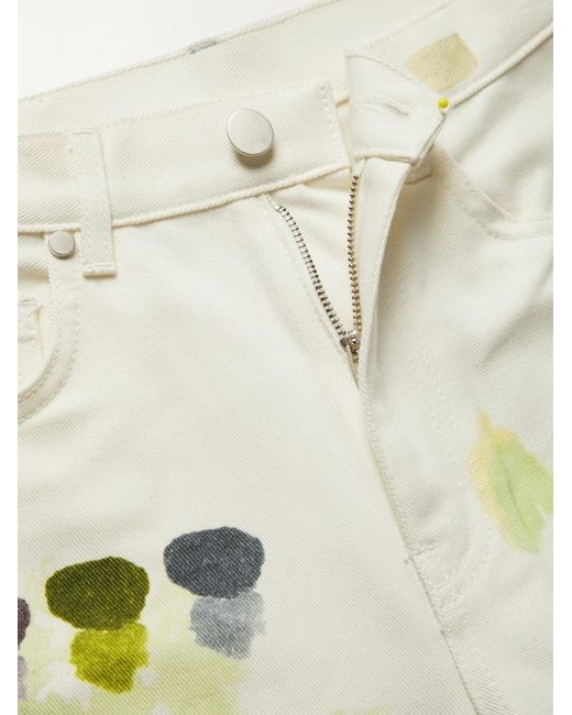 McQ Alexander McQueen White Printed High-Rise Straight-Leg Jeans