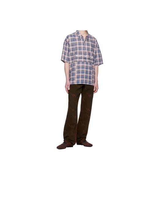 Martine Rose Blue Zip-Up Polo Shirt for men