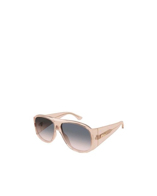 Chloé White Chloé Eyewear Pilot Frame Sunglasses