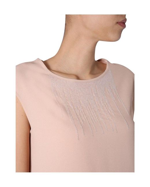 Fabiana Filippi Natural Sequin Embellished Crewneck Top
