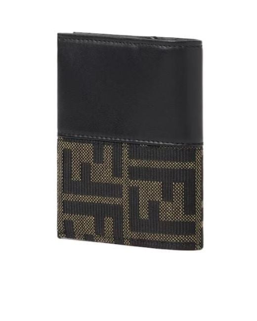 Fendi Black Ff Jacquard Card Holder for men