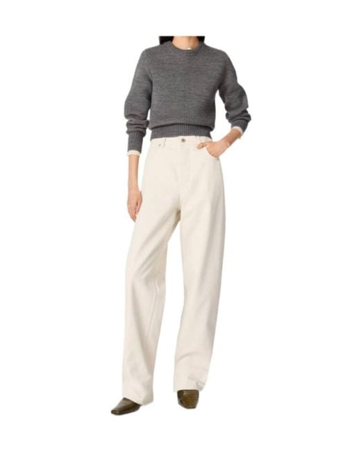 Bottega Veneta Natural Turned Up Hem Wide Leg Jeans