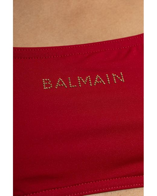 Balmain Red Halter Neck Two-Piece Swimsuit