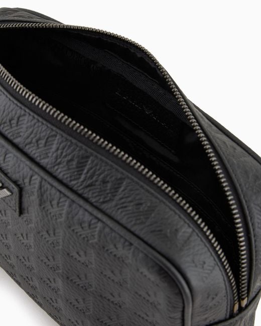 Emporio Armani Black Logo Plaque Zip-Up Clutch Bag for men
