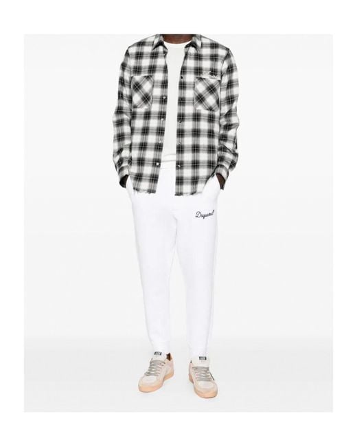 DSquared² White Logo Embroidered Sweatpants for men