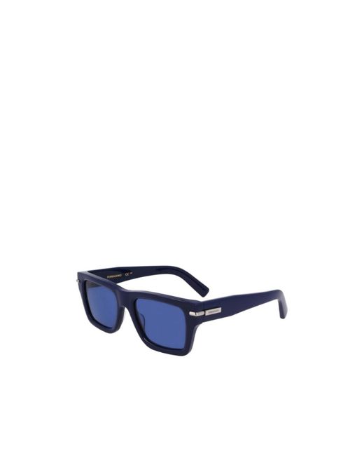 Ferragamo Blue Geometric Frame Sunglasses for men