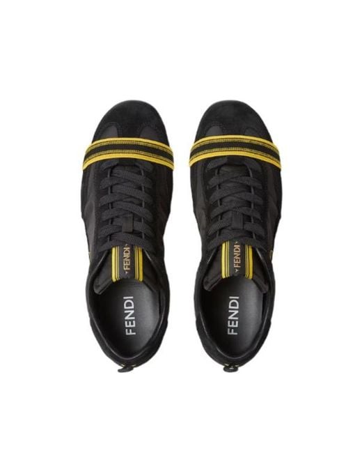 Fendi Black Wrap Lace-Up Sneakers for men