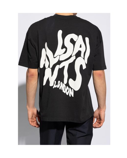 AllSaints Black Graphic Logo T-Shirt for men