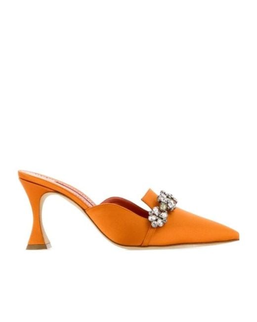 Manolo Blahnik Orange 75Mm Permu Mules
