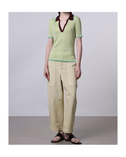 Roberto Collina Green Contrast-Stitch Ribbed Polo