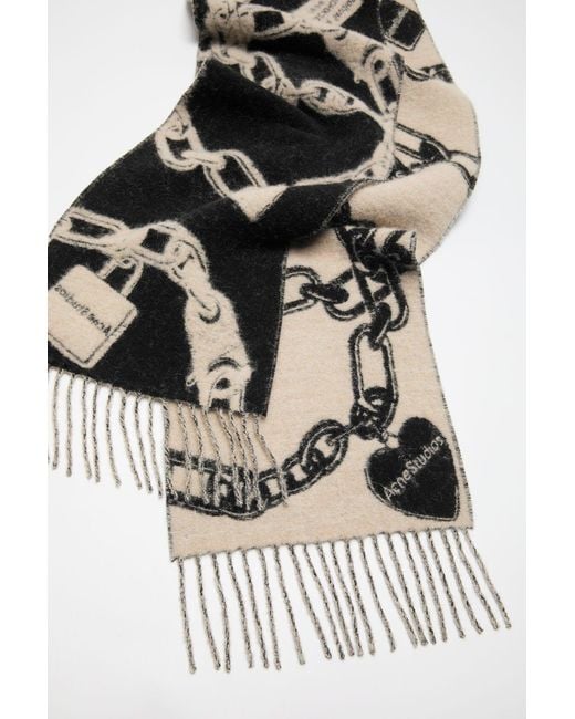 Acne White Chain Fringe Scarf for men