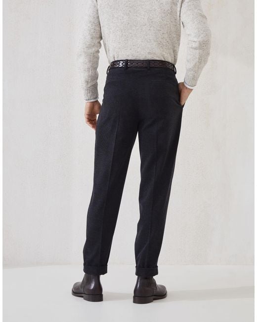 Brunello Cucinelli Gray Pleated Tapered Trousers for men