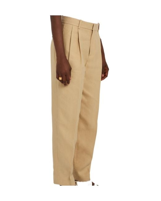 Polo Ralph Lauren Natural Pleated Tapered-Leg Hemp Trousers