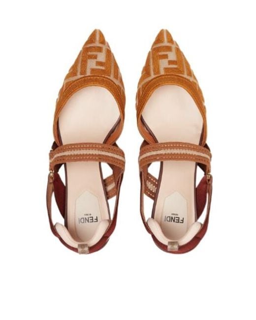 Fendi Brown Colibrì Slingback Pointed-Toe Pumps